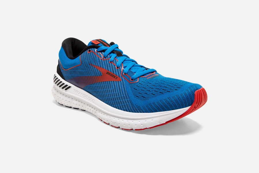 Brooks Running Shoes Mens Blue/Red - Transcend 7 Road - 9547-RNQBF